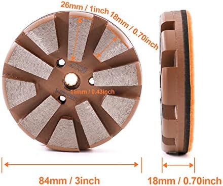 3PCS 3" 10 Segments Metal Bond Diamond Grinding Polishing Pad Concrete Marble Granite (200 Grit)