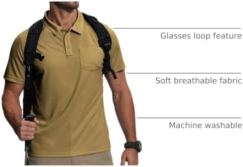 ZITY 5 Pack Polo Shirts for Men with Pocket Dry Quickly Short Sleeve Athletic Outdoor Work Collared Shirts