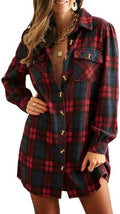 Alaster Queen Women's Corduroy Long Sleeve Button Work Tunic Short Dresses