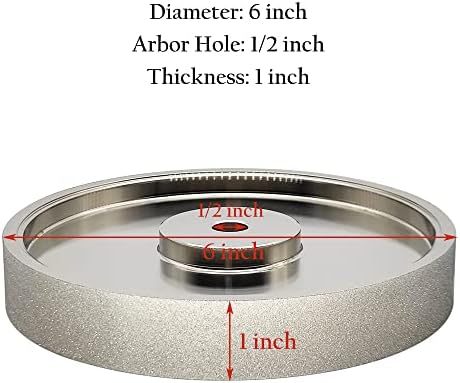 CBN Grinding Wheel 6 Inch 320 Grit, 1/2" Arbor, for Bench Grinders