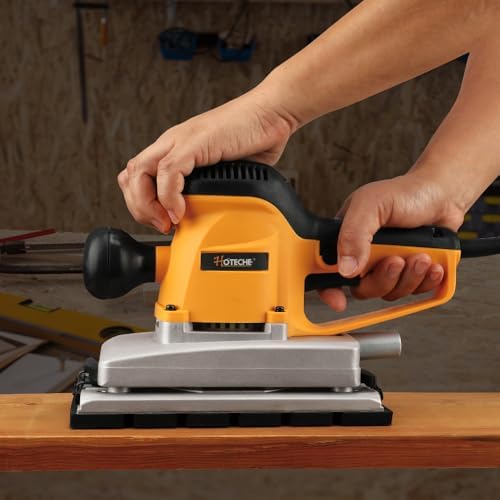 Hoteche 330W Sheet Sander, 115 * 229mm Aluminum Base Sander with 10000rpm, Yellow, Color Box Packaging