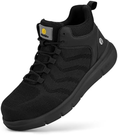 FitVille Extra Wide Work Boots for Men Composite Steel Toe Safety Boots High Top Work Shoes for Men