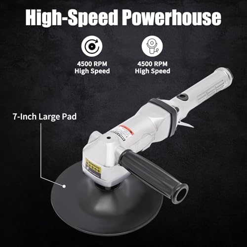 7 In Pneumatic Angle Sander, Polishing Machine Air Angle Floor Stones Grinder, 4500RPM Heavy Duty Air Sander for Floors Stones Cars Ships Motorcycles