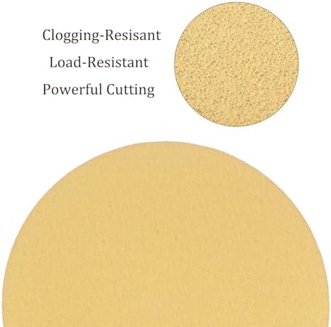 50pcs No Hole Sanding Discs- [ 8 Inch 80 Grit ] Round Hook and Loop Grip Sanding Pads Sheet Sandpaper for Automotive Woodworking Metal Polishing Use| Gold, Aluminum Oxide