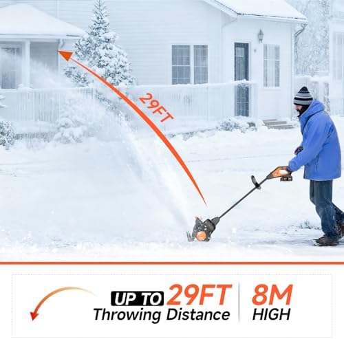16" Cordless Snow Shovel, 3000mAh Battery Snow Blower, Lightweight Power Snow Thrower for Driveways & Sidewalks, Winter Snow Removal with Charger & 2 * 21V Batteries