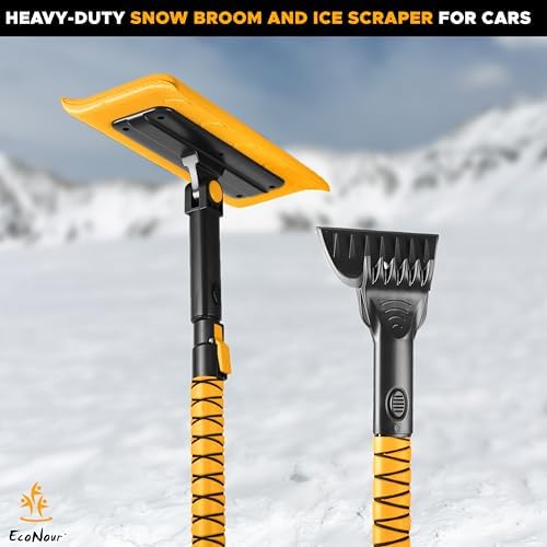 EcoNour 48" Snow Broom with Ice Scraper for Car Windshield & Windows