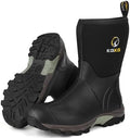 Kalkal Rubber Boots for Men, Waterproof Insulated Mid Calf Mens Rain Boots