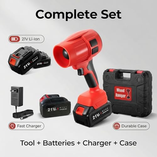 Power Leaf Blower,21V Cordless Leaf Blower, 2X 4.0Ah Batteries Handheld Electric Blower Ideal for Yard Cleaning, Lawn Maintenance, and Blowing Away Leaves and Dust