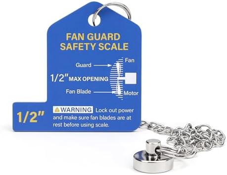 SCOTTCHEN Fan Safety Guidelines Tool, 1/2" Stainless Steel Distance Gauge with Magnetic Hanging Chain for Industrial Fan Guard Measuring