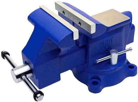 Yost Vises 465 Combination Vise | 6.5 Inch Jaw Width Heavy-Duty Utility Pipe and Bench Vise |Secure Grip with Swivel Base| Made with Cast Iron and Steel U Channel Bar | Blue