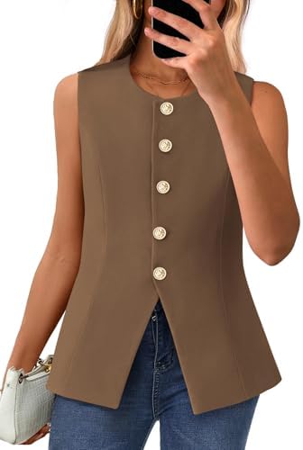 BTFBM Suit Vest Tops For Women Sleeveless Blazer Work Wear