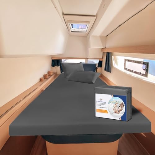 JS Sanders XL V Berth Boat Sheet 3 Pcs 600 TC Egyptian Cotton,Dark Gery