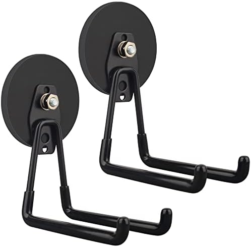 ULIBERMAGNET Strong Magnetic Ultimate Hooks,Large Magnet with Hooks for Heavy Duty Tools,Jig Saw,Hose, 2 Pack Heavy Duty Magnetic Hooks for Hammer Drill,Circular Saw,Garden Tool(3.46inch/Black)