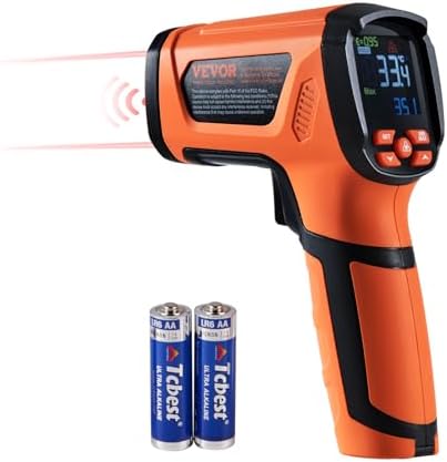 VEVOR Infrared Thermometer, -40°F~2732°F Dual Laser Temperature Gun Non-Contact, Handheld IR Heat Temperature Gun & Adjustable Emissivity for Metal Smelting/Cooking/Pizza Oven/Engine (Not for Human)