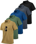 ZITY 5 Pack Polo Shirts for Men with Pocket Dry Quickly Short Sleeve Athletic Outdoor Work Collared Shirts