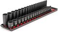 TEKTON 3/8 Inch Drive Impact Socket Set, 38-Piece | SID91215 | (6 - 24 mm), Shallow and Deep, 12-Point, Socket Rail