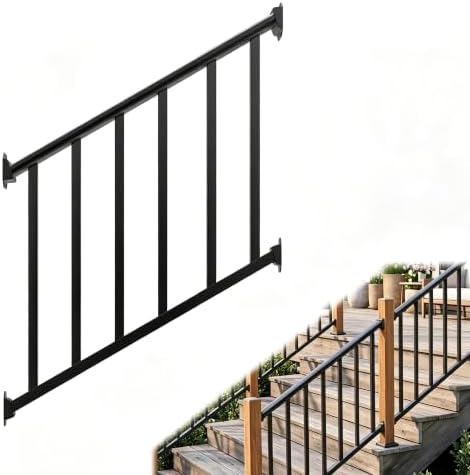 3Ft W x 36in H Stair Deck Railing Kit, Textured Black AAMA2604 Powder Coat, IBC Certified Guard Rail for Deck Porch Balcony Patio Outdoor