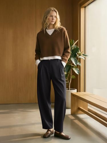 NIMIN Women Barrel Work Pants High Waisted Business Casual Trousers