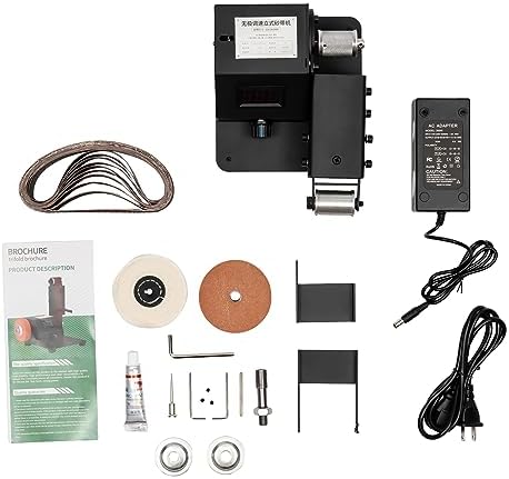 350W Electric Mini Belt Sander DIY Electric Belt Sander for Knife Making Upgrade Knife Sharpening Belt Sander with 10PCS Abrasive Belt for Wood Metal Knife