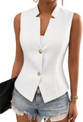 Mina Self Women's Sleeveless Sweater Vest,Knit Stretchy Dressy Casual Top