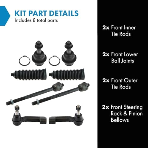 TRQ Front Steering and Suspension Kit Tie Rods Ball Joints Rack Pinion