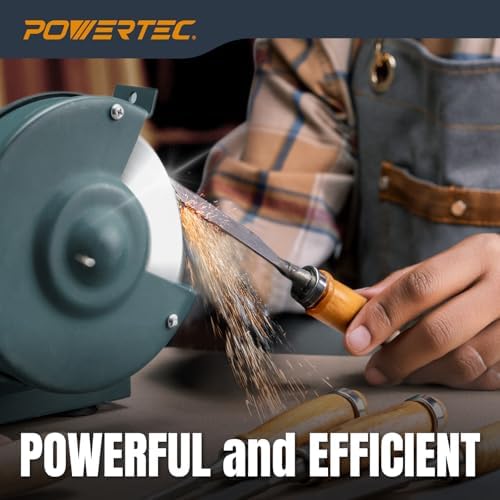 POWERTEC Bench Grinder Wheel 8 Inch 120 Grit, White Aluminum Oxide Grinding Wheel for Bench Pedestal Grinder, 1" Thick 5/8" Arbor, Sharpening & Shaping Drill Bits, Blade, and Chisel 1PK (15505)