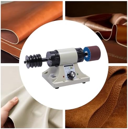 Leather Polisher Burnisher, 350W Electric Edge Grinding Machine, 0-10000 RPM, Adjustable Speed, Rosewood Grinding Head Sander with Grinding Heads for Leather Edge Finishing Polishing