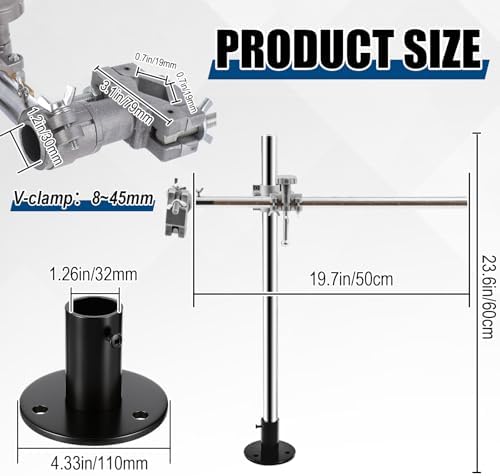 Welding Torch Holder for Welding Positioner Turntable Universal Mig Tig Gun Stand with V Clamp Mount(23.6 x 19.7 Inch)