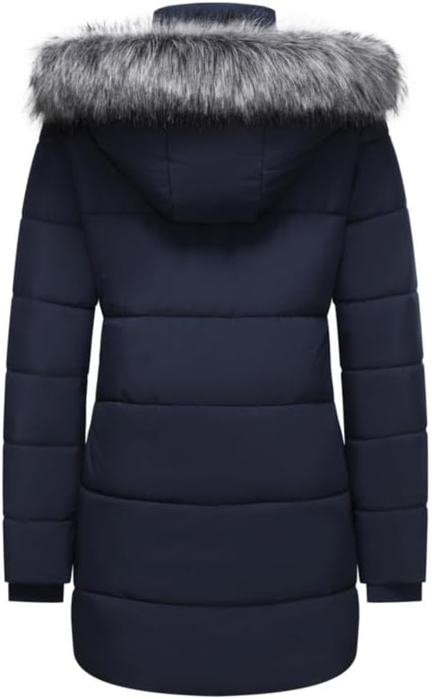 GGleaf Women's Winter Puffer Coat with Removable Fur Hood Warm Snow Jacket