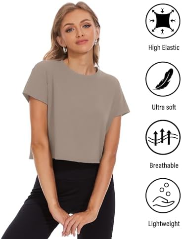 Dalavch 4/6 Pack Women's Crop Top Short Sleeve Athletic Workout Loose Fit