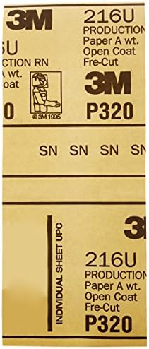 3M Gold Abrasive Sheet 216U, 02551, P320 Grade, 3-2/3 in x 9 in, 100 Sheets