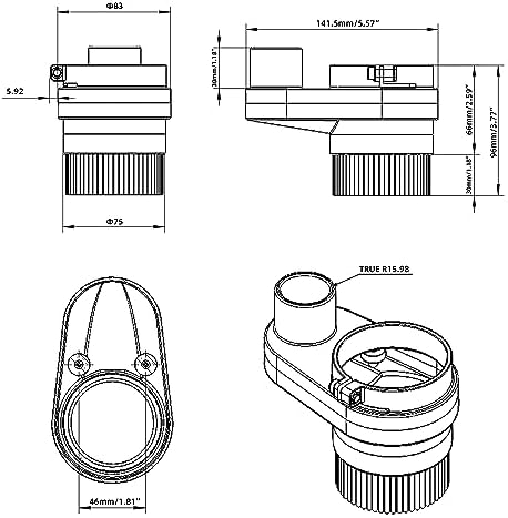 FoxAlien 69mm Diameter Dust Shoe for CNC Router Machine, Compatible with 52mm Spindle Motor and 65mm Router, Hose Diameter 38mm