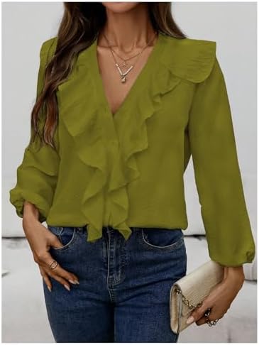 GORGLITTER Women's Ruffled Top Blouses Dressy Business Casual Outfits