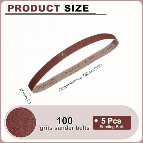 HARFINGTON 1 x 30 Inch Sanding Belts, 5 Pcs 100 Grits Aluminum Oxide