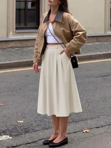 Casly Lamiit A-Line Midi Skirts for Women Business Skirt