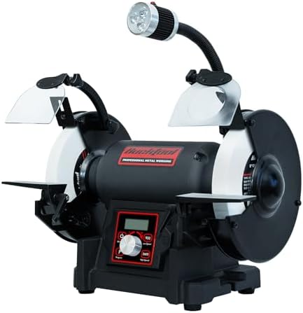 BUCKTOOL 8" 1HP VFD Variable Speed Bench Grinder,Wobble Free Wheels