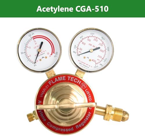 FlameTech VHOR-21 & VHAR-21 Heavy Duty Oxygen & Acetylene Regulators – Single Stage – 2.5" Gauges – Victor-Style Torch & Regulator Connections. Comparable to Victor SR450D and SR460A