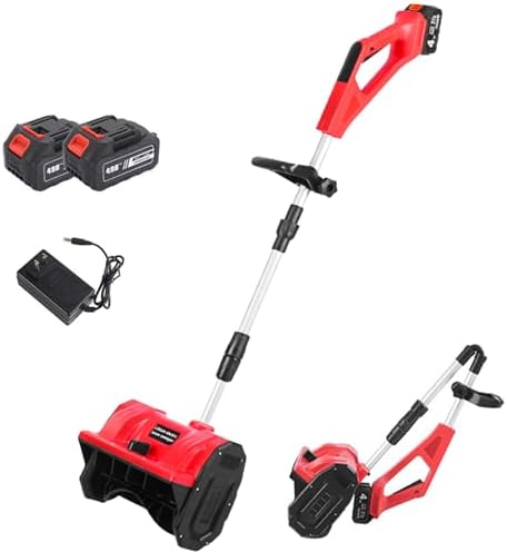Battery Snow Blower,Snow Blower with Battery and Adjustable Handle,11" Clearing Path, 26' Throwing Distance,Electric Snow Thrower for Driveway Clearing,Red-2Battery