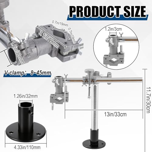 Welding Torch Holder for Welding Positioner Turntable Universal Mig Tig Gun Stand with V Clamp Mount(11.7 x 13.0 Inch)