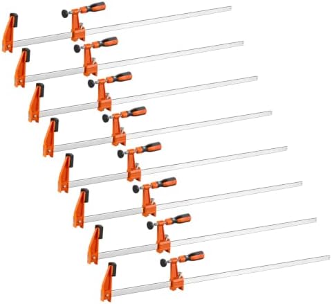 VEVOR Bar Clamps for Woodworking, 8-Pack, 36" Opening F Clamps, 600 lbs Load Limit, with Plastic Pad and Self-Locking Design, Premium Cast Iron and Carbon Steel, for Wood Working and Metal Working