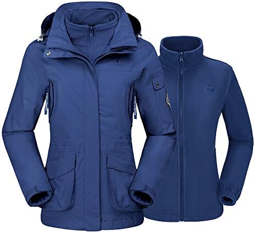CAMEL CROWN Womens Waterproof Ski Jacket 3-in-1 Windbreaker Winter Coat Fleece Inner for Rain Snow Outdoor Hiking
