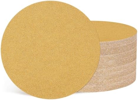 50Pcs Sanding Discs 8In 60Grit Hook and Loop Sandpapers Yellow
