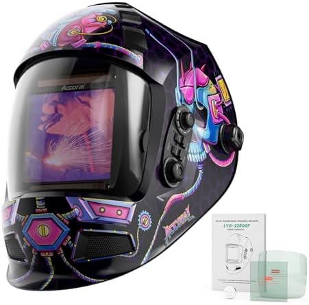 Large View Welding Helmet, 3.94 x 3.66 in, 4 Arc Sensors