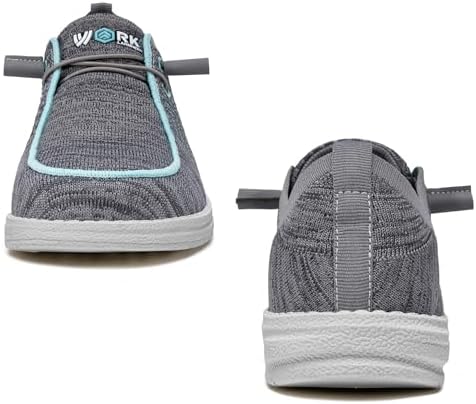 LARNMERN Steel Toe Loafers Women Slip On Work Safety Shoes Walking Sneakers