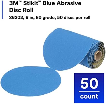 3M Stikit Blue Abrasive Disc Roll, 321U, 36202, 6 in, 80+ Grade, No Hole