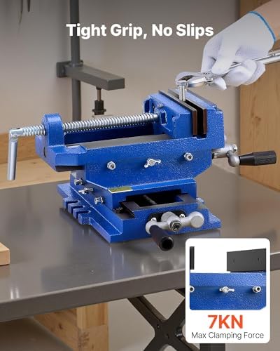 VEVOR Cross Slide Drill Press Vise, 4 Inch Jaw Width, 2 Way X-Y Axis Bench Vise, 3.5 Inch Max Jaw Opening, Heavy Duty Cast Iron, Workbench Vice Clamp, for Woodworking Drilling CNC Milling Machine