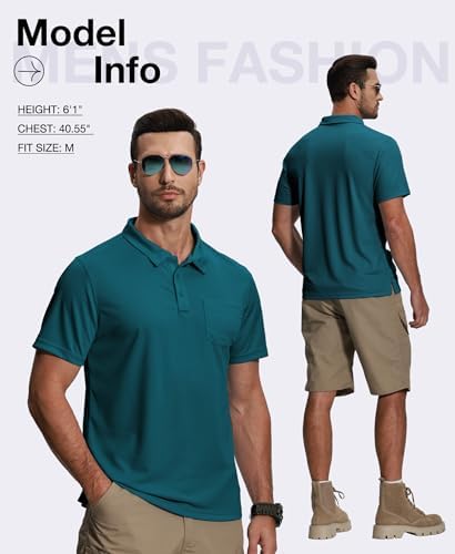 ZITY 5 Pack Polo Shirts for Men with Pocket Dry Quickly Short Sleeve Athletic Outdoor Work Collared Shirts