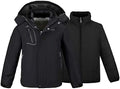 wantdo Boys' 3-in-1 Ski Jacket Fleece-Lined Winter Coat Hooded Raincoat