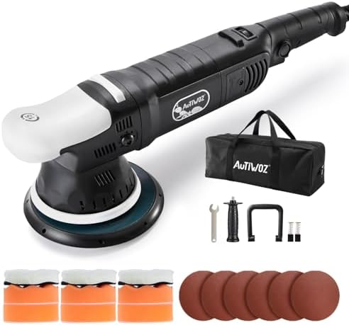 AUTIWOZ Car Buffer Polisher, 6-Inch Dual Action Polisher for Car Detailing, 15mm Random Orbital Car Polisher with 6 Variable Speeds1800-4800RPM, DA Polishers Kit for Car Detailing/Polishing/Waxing