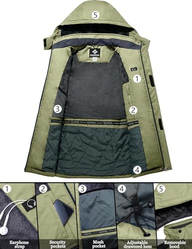 GEMYSE Men's Winter Ski Jacket Waterproof Snow Coat with Detachable Hood